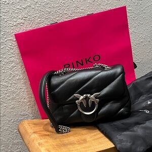 Pinko Black Love Puff Mini Quilted Shoulder Bag